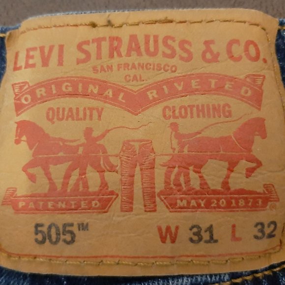 Levi's 505 Regular Fit Blue Denim Jeans Dark Stonewash - Men's 31x32 - Picture 3 of 5